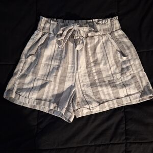 Hot Kiss High Waist Striped Shorts - Gray